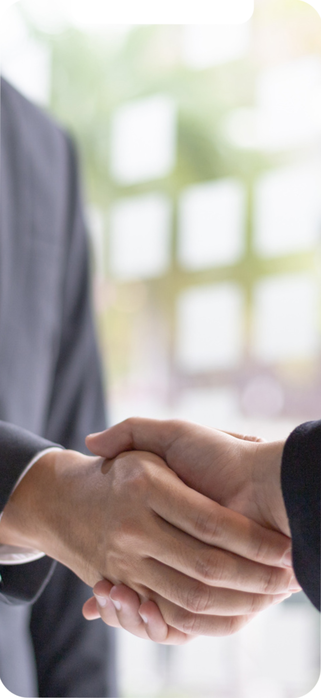 Business handshake on a phone screen